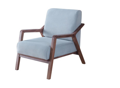 Blauer Exklusiver Sessel Wohnzimmer Armlehnen Einsitzer Holzgestell Neu